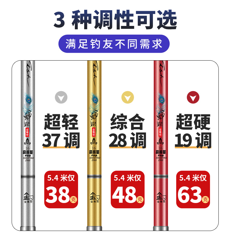 钓鱼竿手杆超轻超硬超细品牌19调鲫鱼竿28野钓综合杆台钓竿碳素竿