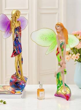 新款创AG225385可爱蝶花仙子蝴精灵摆件庭院花园阳台意景装饰树脂