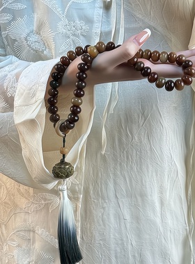 极速敦煌问天菩提根手持手串女生盘玩文玩风化白玉菩提Y子手链男