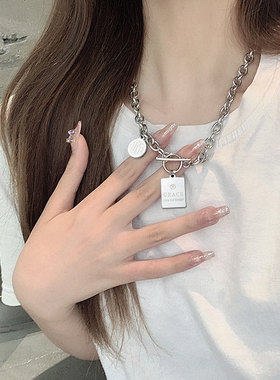 极速钛钢ins项链女夏爱心锁骨链甜酷装饰品冷Q淡风颈链嘻哈网红配