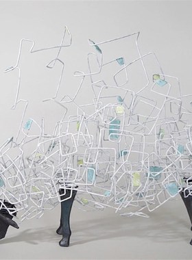 不锈钢镂空绵羊雕塑创意产业园项目部装饰抽象动物售楼部草坪摆件