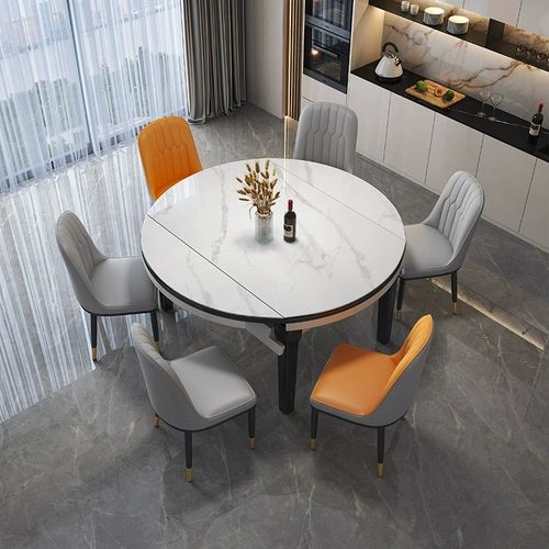 岩板餐桌椅组合家用小户型现代简约实木伸缩可变圆饭桌子2024新款 - 图2