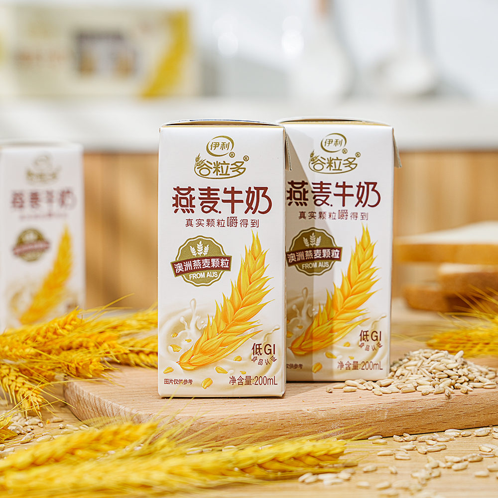 【11月新产】伊利谷粒多燕麦牛奶200mlx12盒颗粒整箱营养早餐牛奶 - 图0
