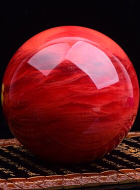 纯天然红水晶球摆件家居客厅玄关装饰品办公室工艺品开业送礼品