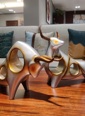 创意抽象牛摆件客厅电视柜酒柜玄关隔断办公室桌面装饰品软装摆设