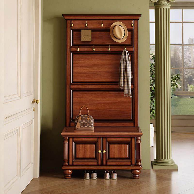 美式实木落地衣架，换鞋凳，一体化卧室衣帽间衣架，多功能门鞋柜,淘宝优惠券,粉丝福利购,淘宝优惠卷