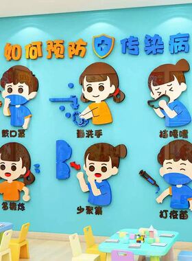 春季传染病预防儿童医院保健室幼儿园环创主题文化墙贴黑板报布置