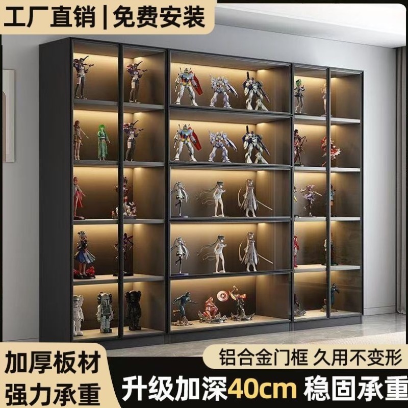 玻璃展示柜可定制手办柜模型展示柜液压展示柜手办公仔展示柜 - 图1