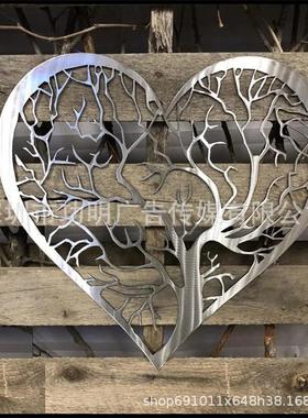 跨境心形生命之树金属墙艺术鸟装饰心树铁艺壁挂墙挂装饰品
