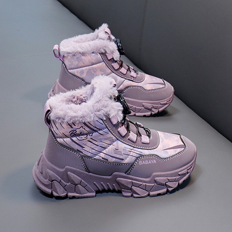芭芭鸭儿童雪地靴女童棉鞋2025冬季新款男童加绒运动鞋防滑大棉靴,淘宝优惠券,粉丝福利购,淘宝优惠卷