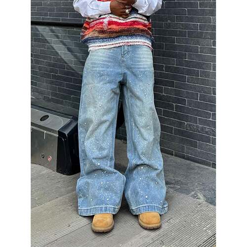 Mens Casual Denim Jeans Collection Water Drill Street Style - 图3