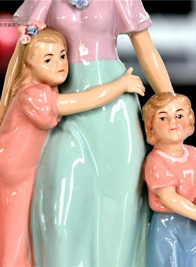 陶瓷人物摆件 温情母子艺术品瓷偶 客厅家居装饰工艺礼品摆饰母亲