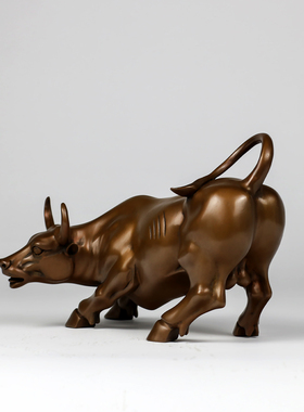 纯紫铜华尔街牛纯铜牛摆件牛气冲天办公室家居装饰品 开业礼品