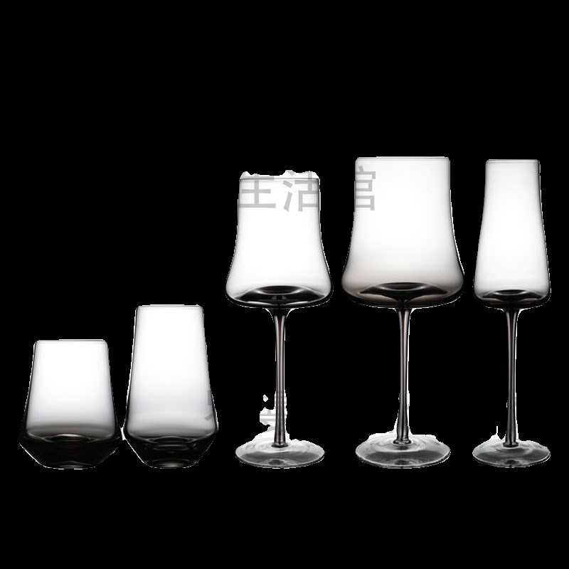 现代风酒具烟灰色高脚杯香槟杯子黑杆水晶酒杯展厅装饰水晶玻璃杯 - 图3