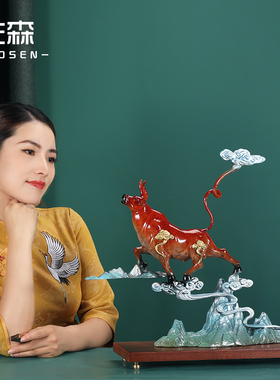 佐森铜牛摆件牛气冲天牛转乾坤办公室摆件招财工艺品开业艺术礼品