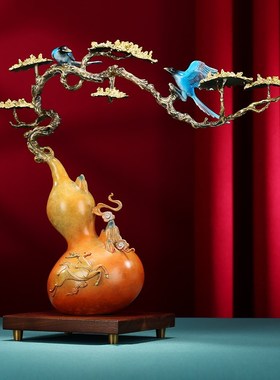 黄铜葫芦摆件福禄千秋中式家居办公室装饰品开业礼品