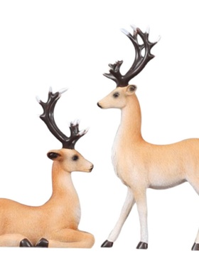梅花情侣麋鹿招财鹿树脂摆件工艺品家居客厅电视柜酒柜装饰品玄关