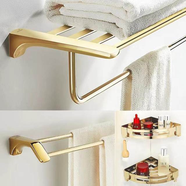German Weibao bath towel rack bathroom hole-free 304 stainless steel storage rack wall-mounted storage rack towel rod