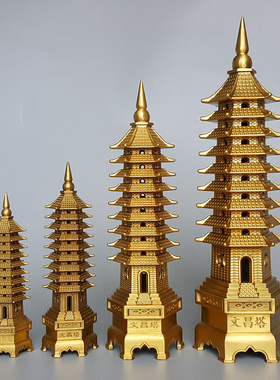 文昌塔摆件 纯铜文峰塔 舍利塔 佛塔镇妖塔铜器工艺品9层13层宝塔