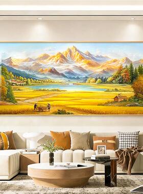 金山丰收图客厅装饰画聚宝盆山水画沙发背景挂画高级感餐厅墙壁画