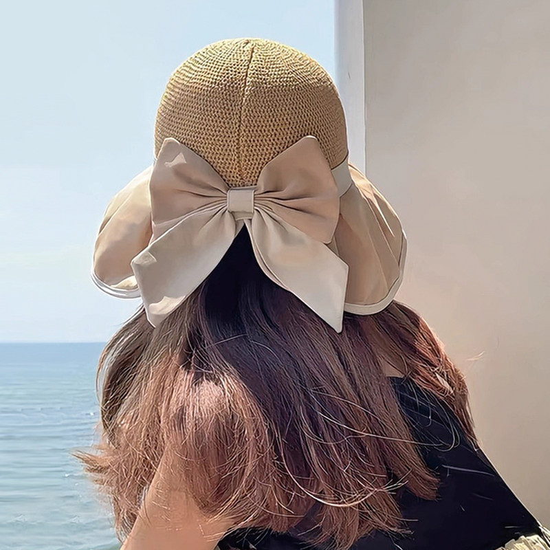 帽子女夏防晒紫外线渔夫帽遮脸遮阳帽2025新款蝴蝶结大帽檐盆帽,淘宝优惠券,粉丝福利购,淘宝优惠卷