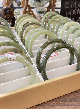 极速工厂a清货 天然和田玉青海料青玉叮当镯手镯 女款玉镯饰品