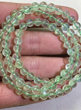 极速巴西进口葡萄石多p圈手链 冰种葡萄晶三圈绿色水晶原石手串女