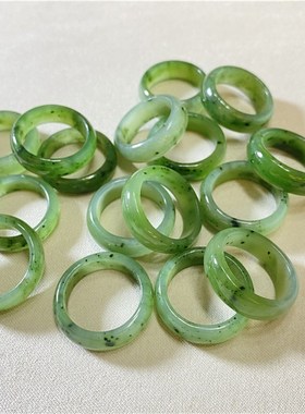 极速轻微冰裂g天然俄罗斯乌兰海苹果绿碧玉戒指指环男女款戒指饰