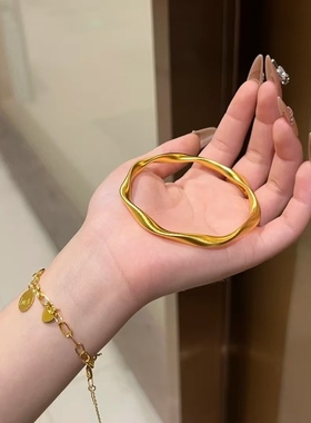 金包银莫比乌斯手镯时尚不规则女款镯子简约素圈手环来料可定制