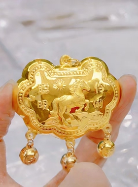 金包银宝宝长命锁吊坠项链女款轻奢高级感小众设计感跨年元旦送礼