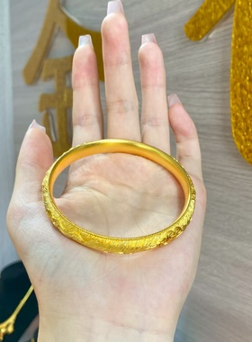 金包银丝绒祥云拉丝手镯女款情人节七夕送妈妈来料可定制