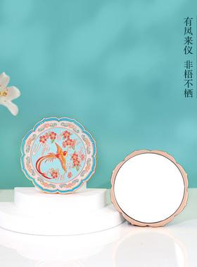 新品中国风文创随身镜礼品创意复古轻巧便携镜金属浮雕化妆镜现货