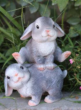 户外创意可爱彷真动物树脂兔子摆设花园装饰庭院工艺礼品摆饰雕塑