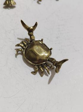 镀铜金钱螃蟹横财将军小龙虾力士摆件家居桌面办公室笔架古玩摆件