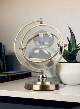 019地球仪沙漏计时器摆件简约时间倒计时玻璃创意沙漏复古高级感