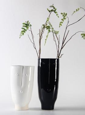 北欧陶瓷抽象简约人脸花瓶摆件现代家居样板房间酒店客厅餐桌装饰