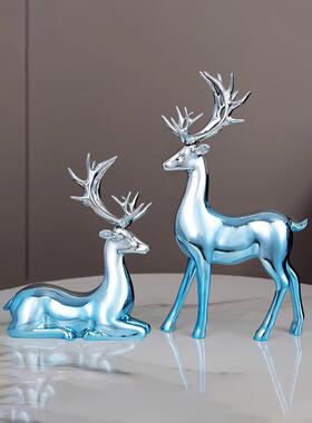 现代轻奢招财鹿摆件创意玄关书柜客厅酒柜装饰品乔迁新居礼物高档