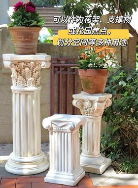 石膏罗马柱展示台底座树脂花园庭院花盆婚庆道具摆件欧式罗马柱