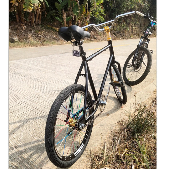 20寸死飞自行车男女小学生倒刹死飞升级实心胎双碟刹配置单车