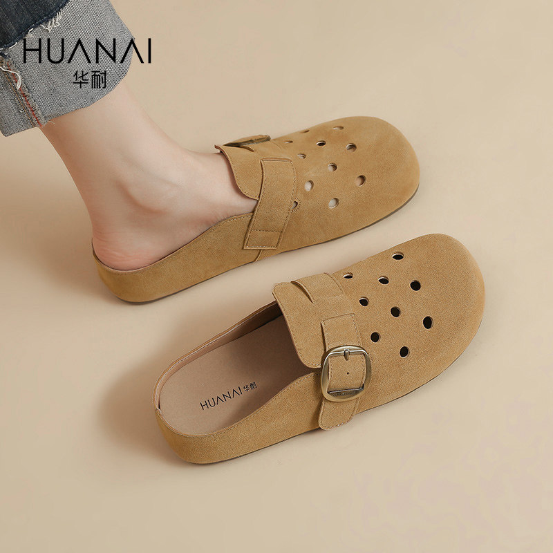 平底包头半拖鞋女鞋夏季洞洞鞋2025新款外穿舒适复古勃肯鞋女软底,淘宝优惠券,粉丝福利购,淘宝优惠卷