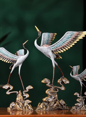 威弗列德全铜松鹤延年家居客厅玄关贺寿工艺品装饰品仙鹤礼物摆件