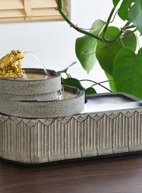 中式招财流水摆件金蟾喷泉循环水景观客厅办公室桌面装饰乔迁礼品