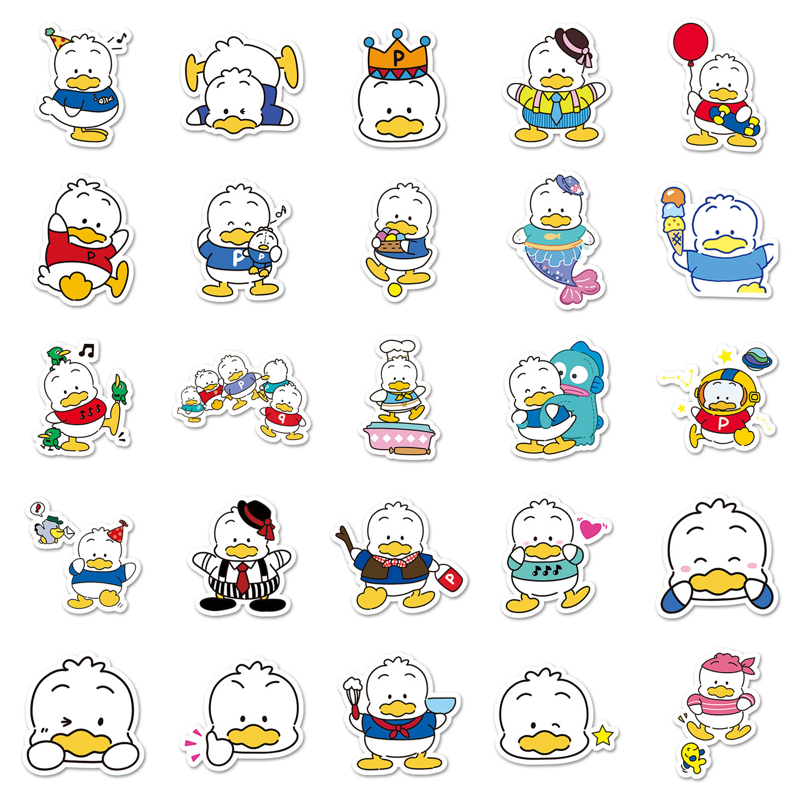 50张贝克鸭三丽鸥贴纸卡通可爱咕卡DIY装饰水杯手机壳笔记本电脑礼盒手账本汽车机车墙面遮丑小麻薯创意贴纸,淘宝优惠券,粉丝福利购,淘宝优惠卷