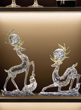 轻奢招财祥云鹿客厅装饰品摆件