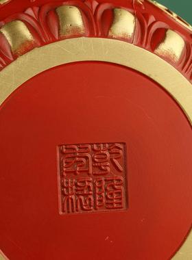 铜蝠聚盆宝盆件蝙八宝聚宝八福摆聚宝盆彩257绘红色蓝色聚宝盆