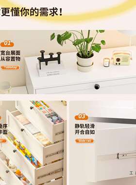 家用铁皮物斗柜钢制五斗柜卧室尾储柜客厅靠墙MOU多层抽收屉床柜