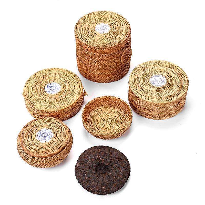 圆柱267盒形茶瓷片藤盒圆茶普洱饼茶纳白收纳盒藤制茶秋藤茶具收,淘宝优惠券,粉丝福利购,淘宝优惠卷