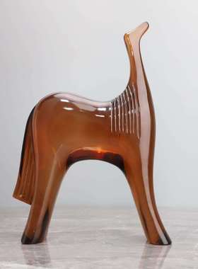 现代创JFP棕意马树脂艺术摆件样间电板视柜玄关饰客厅茶几家居软