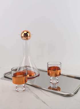 欧式创意0443简约镜面收纳盘玻璃酒具办公书室房室卧玄关家居托装
