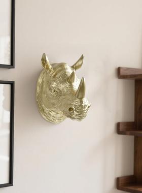 境现代简风脂犀约牛头工艺品壁饰家居创跨意动物BGXNT头墙树壁装
